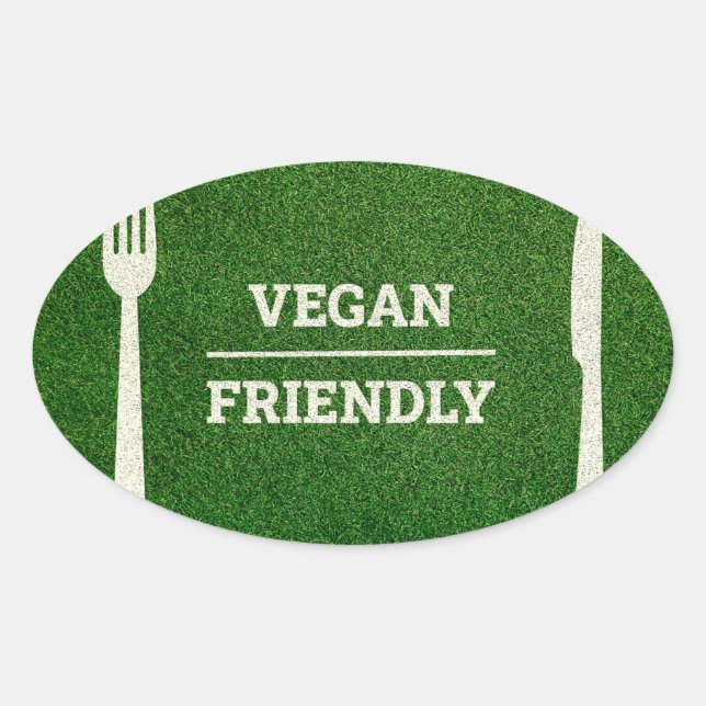 Adesivo Oval Vegan amigável do estilo de futebol e rugby (Frente)