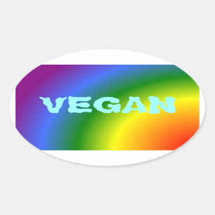 Adesivo Oval Vegan Rainbow Sticker