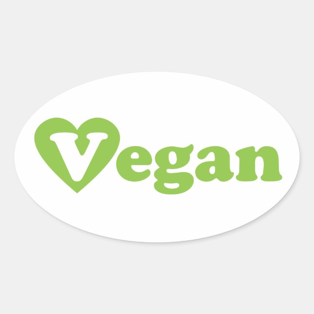 Adesivo Oval Vegan Text Green Heart (Frente)