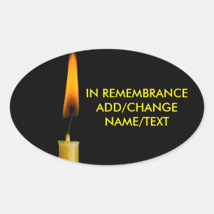 Adesivo Oval Vela ardente e sua versão de texto dois