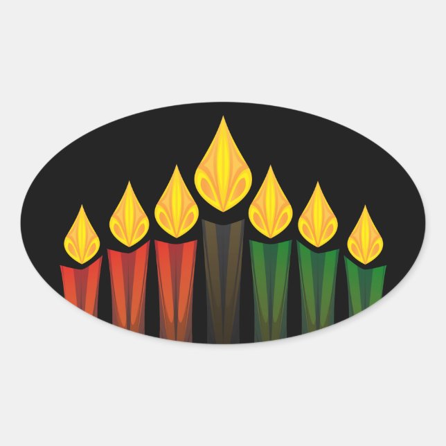 Adesivo Oval velas kwanzaa (Frente)