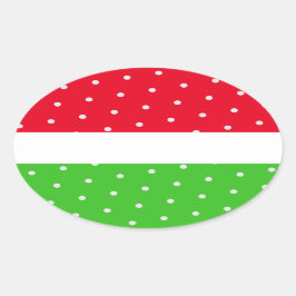 Adesivo Oval Verde limão Vermelho Brilhante, Polka Pontilhado,
