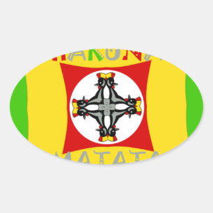 Adesivo Oval Verde Ouro Vermelho de cor rasta