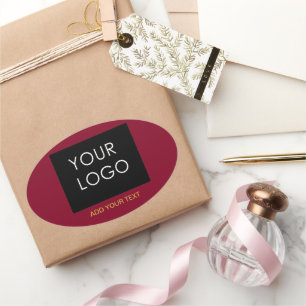 Adesivo Oval Vermelho brilhante Empresa personalizável adicione