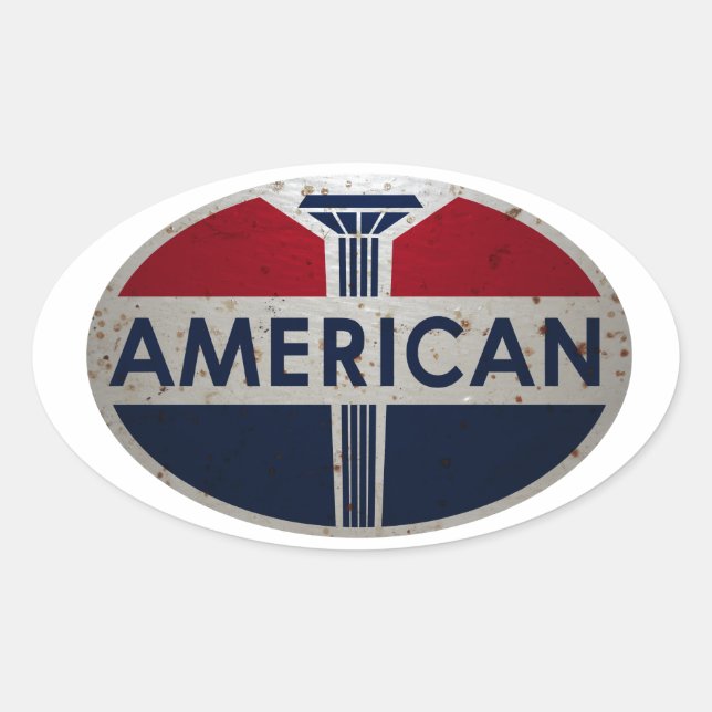 Adesivo Oval Versão enferrujada do sinal de entrada da Estação  (Frente)