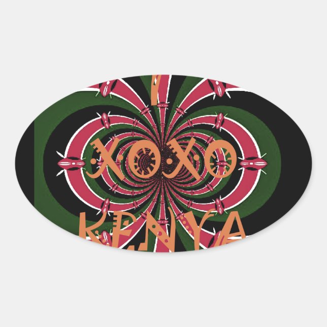 Adesivo Oval Viagem Queniano - Hugs & Kisses Design (Frente)