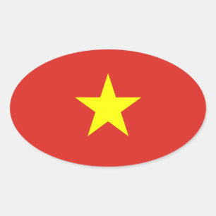 Adesivo Oval Vietnam - bandeira vietnamiana