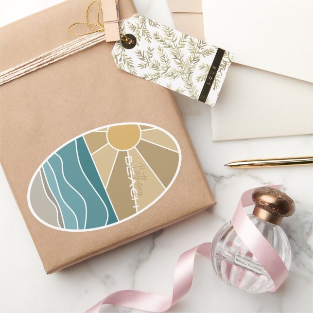 Adesivo Oval Vinheta à prova de água da Bethany Beach (Presentear)