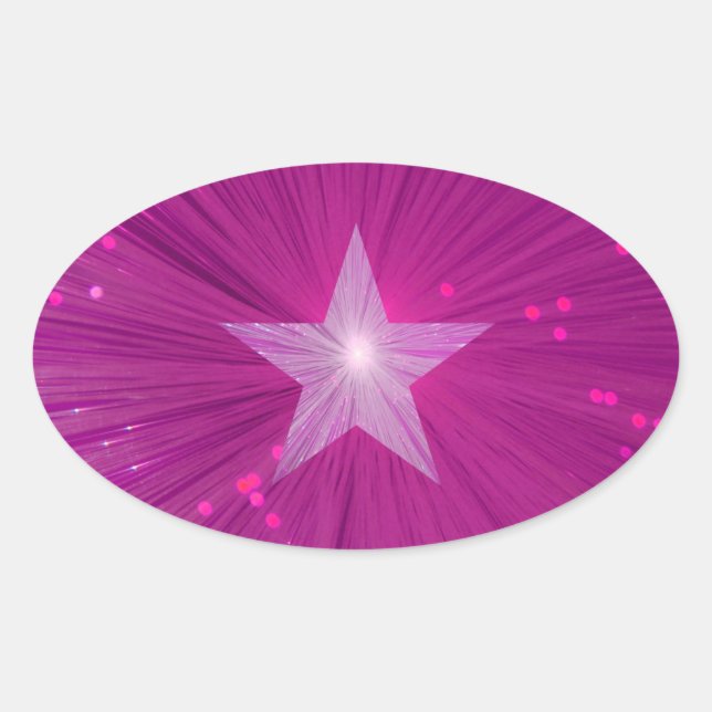 Adesivo Oval Vinheta-adesivo-estrela rosa, oval (Frente)