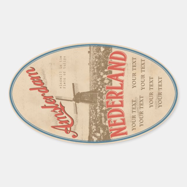 Adesivo Oval vinheta Amesterdã (Frente)