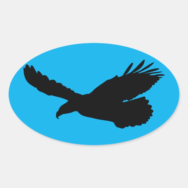 Adesivo Oval Vinheta Azul-Águia Voadora - Escolha Cor (Frente)