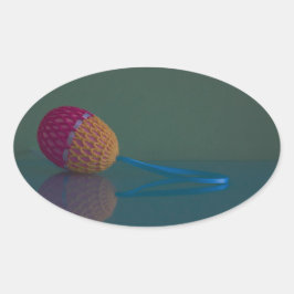 Adesivo Oval Vinheta azul e verde de Oval de Feriado de Páscoa