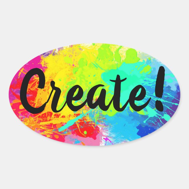 Adesivo Oval Vinheta brilhante com tintas para pulverizadores (Frente)