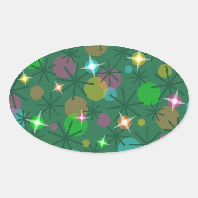 Adesivo Oval Vinheta das Luzes de Natal oval (Frente)