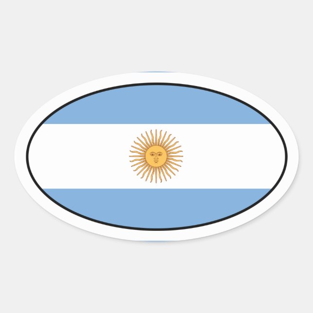 Adesivo Oval Vinheta de bandeira argentina (Frente)