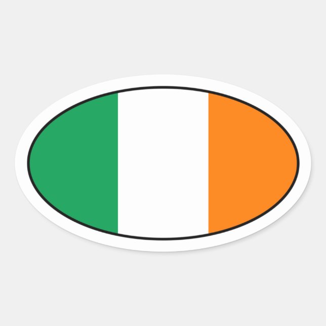 Adesivo Oval Vinheta de bandeira da Irlanda (Frente)
