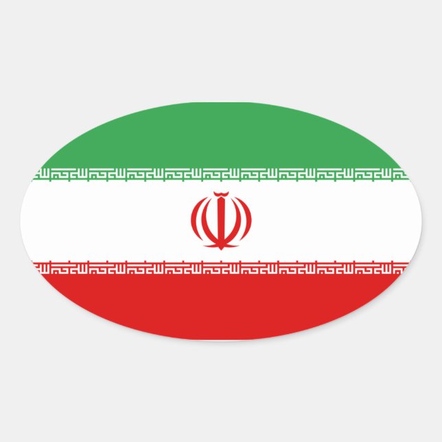 Adesivo Oval Vinheta de bandeira iraniana (Frente)