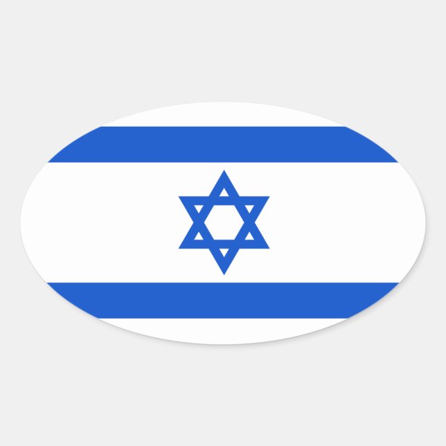 Adesivo Oval Vinheta de bandeira israelita (Frente)