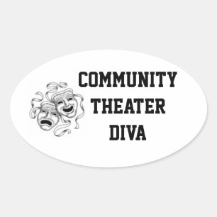 Adesivo Oval Vinheta de Diva do Teatro Comunitário