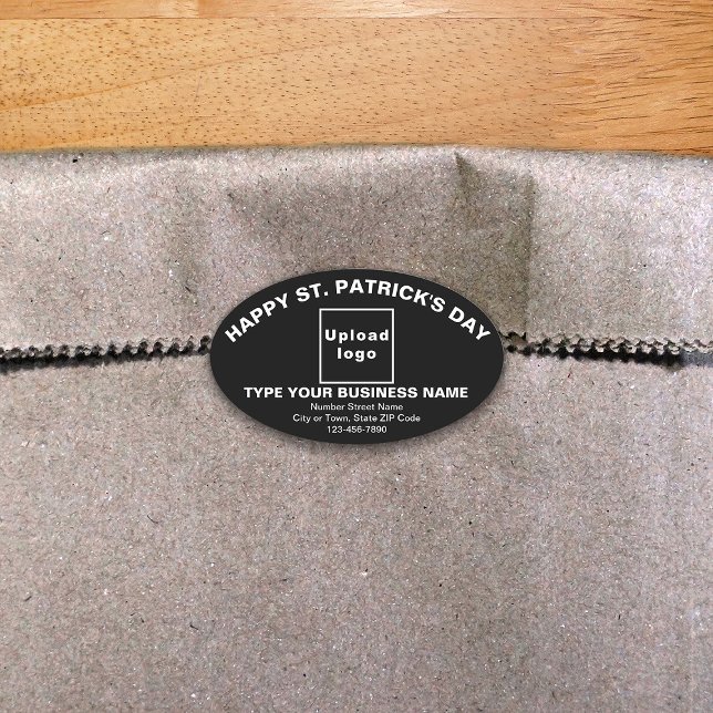 Adesivo Oval Vinheta de Forma Oval Black Saint Patrick Business (Criador carregado)