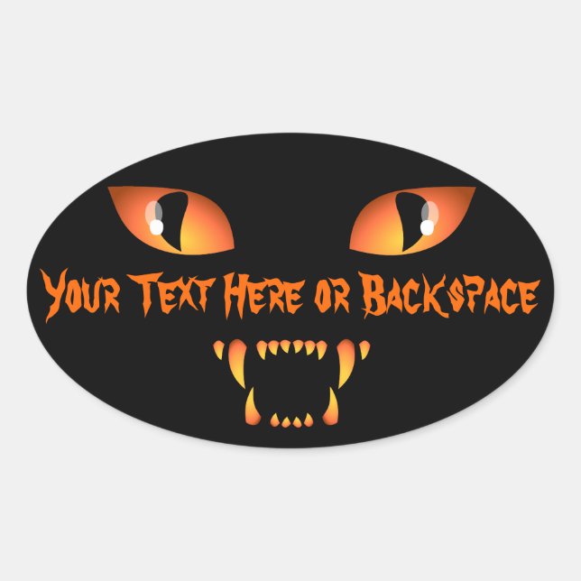 Adesivo Oval Vinheta de Gato Personalizada e Louca (Frente)