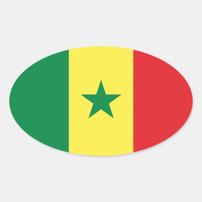 Adesivo Oval Vinheta de Oval do Sinalizador Senegal (Frente)