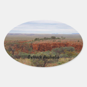 Adesivo Oval Vinheta de paisagem australiana