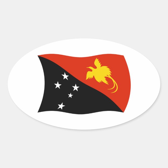 Adesivo Oval Vinheta de Sinalizador Papua Nova Guiné (Frente)