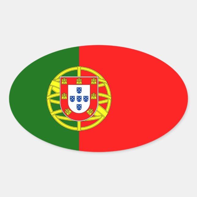 Adesivo Oval Vinheta do país de bandeira portuguesa | Pavilhão  (Frente)