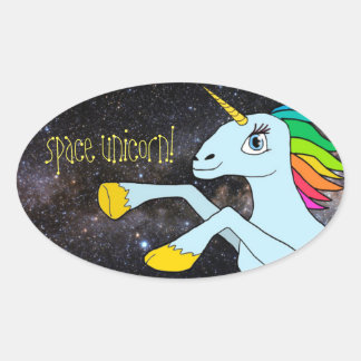 Adesivo Oval Vinheta do Space Unicorn!