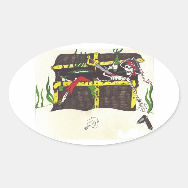 Adesivo Oval Vinheta do tesouro do morto (Frente)