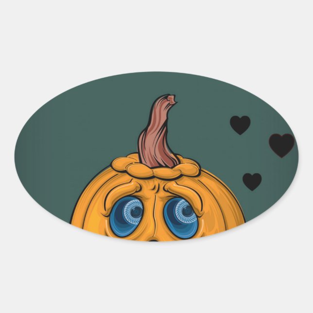 Adesivo Oval Vinheta Halloween (Frente)