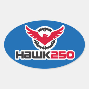 Adesivo Oval Vinheta Oval Azul do Logotipo Hawk 250