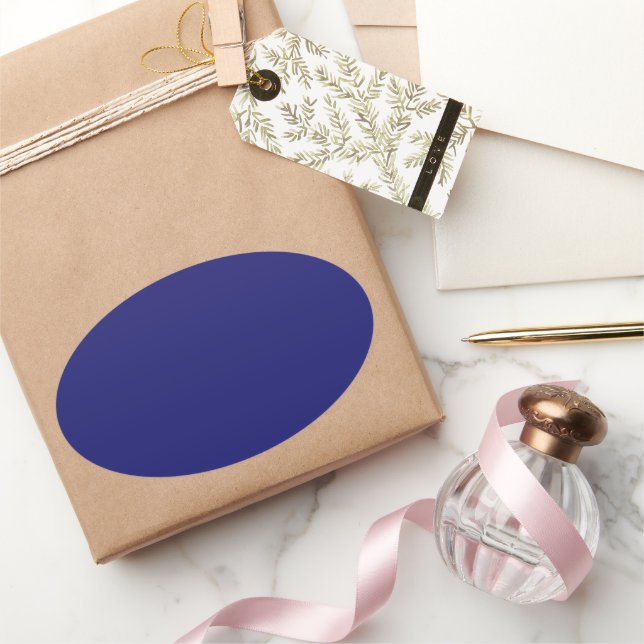 Adesivo Oval Vinheta Oval Azul Meia-Noite (Presentear)