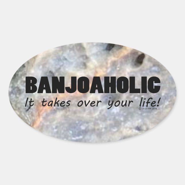 Adesivo Oval Vinheta Oval Banjoaholic (Frente)