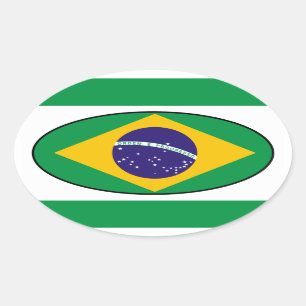 Adesivo Oval Vinheta Oval com Sinalizador Brasil