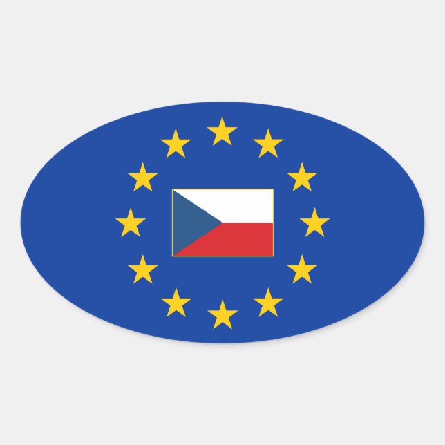 Adesivo Oval Vinheta Oval da República Checa da União Europeia (Frente)