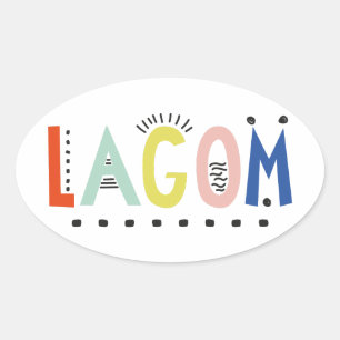 Adesivo Oval Vinheta Oval das Cores de Lagom
