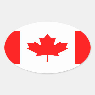 Adesivo Oval Vinheta oval de bandeira canadiana   Bandeira do C