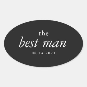 Adesivo Oval Vinheta Oval de Casamento do Melhor Homem da Calig
