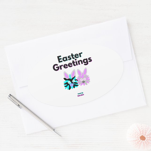 Adesivo Oval Vinheta Oval de Felpudos Bunny (Envelope)