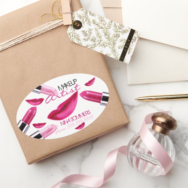 Adesivo Oval Vinheta Oval do Artista Makeup (Presentear)
