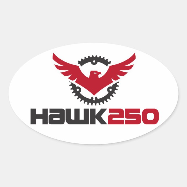 Adesivo Oval Vinheta Oval do Logotipo Hawk 250 (Frente)