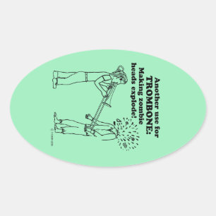 Adesivo Oval Vinheta Oval Explosiva Zombie Trombone