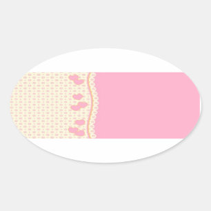 Adesivo Oval Vinheta Oval Eyelet do Coração Rosa
