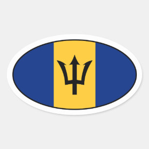 Adesivo Oval Vinheta Oval Flag de Barbados