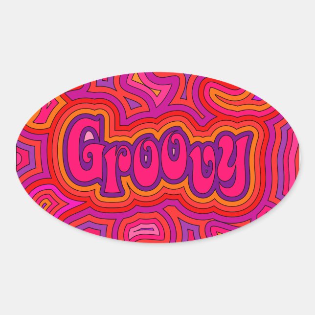 Adesivo Oval Vinheta Oval Groovy (Frente)