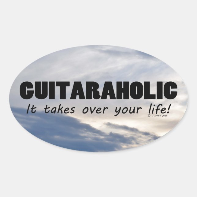 Adesivo Oval Vinheta Oval Guitaraholic Life (Frente)