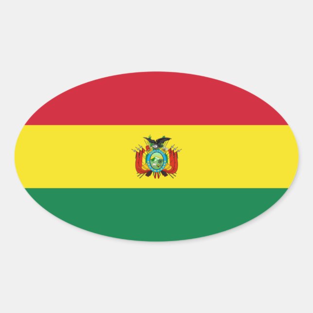 Adesivo Oval Vinheta Oval, Indicador do Estado da Bolívia (Frente)