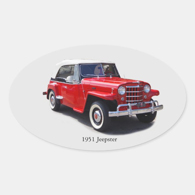 Adesivo Oval Vinheta Oval Jeepster 1951 (Frente)